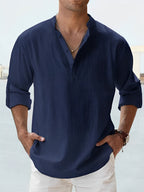 Marina Roca Evan - Camisa elegante de Lino – Azul Oscuro – photo 10