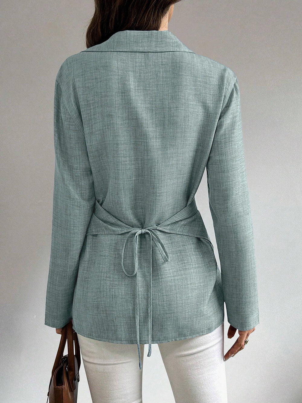 Anamartinezmadrid Julieta | Camisa de Lino Cruzada con Lazada Trasera – photo 5
