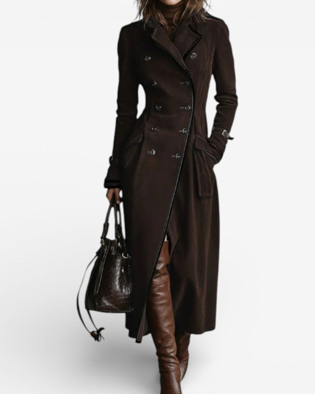 Marina Roca NATHALY | Gabardina de ante – Marrón Oscuro – photo 7
