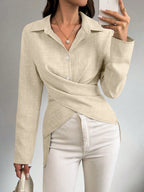 Anamartinezmadrid Julieta | Camisa de Lino Cruzada con Lazada Trasera – Albaricoque – photo 6