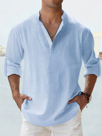 Marina Roca Evan - Camisa elegante de Lino – Azul – photo 5