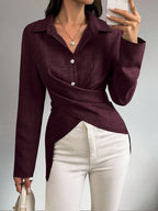 Anamartinezmadrid Julieta | Camisa de Lino Cruzada con Lazada Trasera – Granate – photo 3