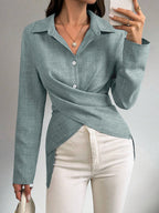 Anamartinezmadrid Julieta | Camisa de Lino Cruzada con Lazada Trasera – Azul Claro – photo 7