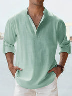 Marina Roca Evan - Camisa elegante de Lino – Verde – photo 8