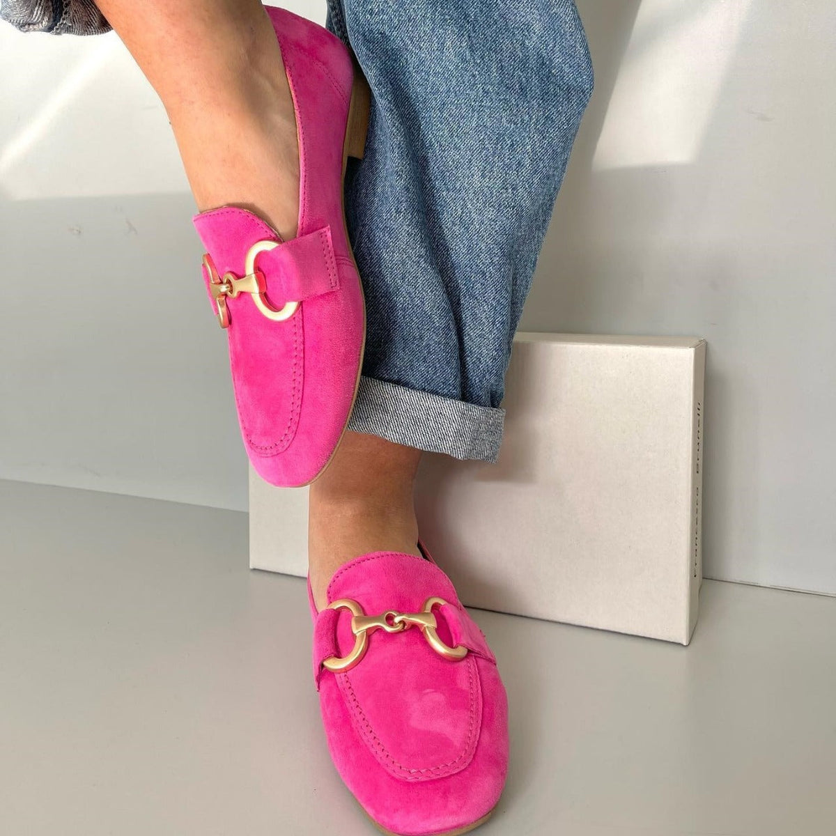 Anamartinezmadrid Rosaura | Mocasines Rosas con Detalle Dorado