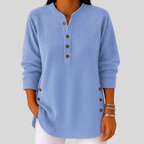 Anamartinezmadrid Ámbar | Jersey de Cuello Redondo con Botones Laterales – Azul