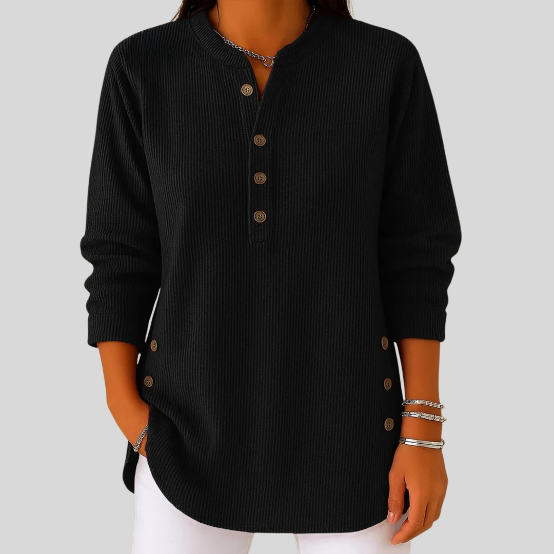Anamartinezmadrid Ámbar | Jersey de Cuello Redondo con Botones Laterales – Negro – photo 6