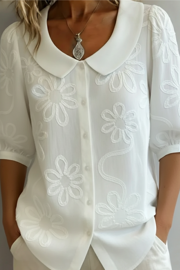 Marina Roca Elegante blusa floral – Blanco – photo 5