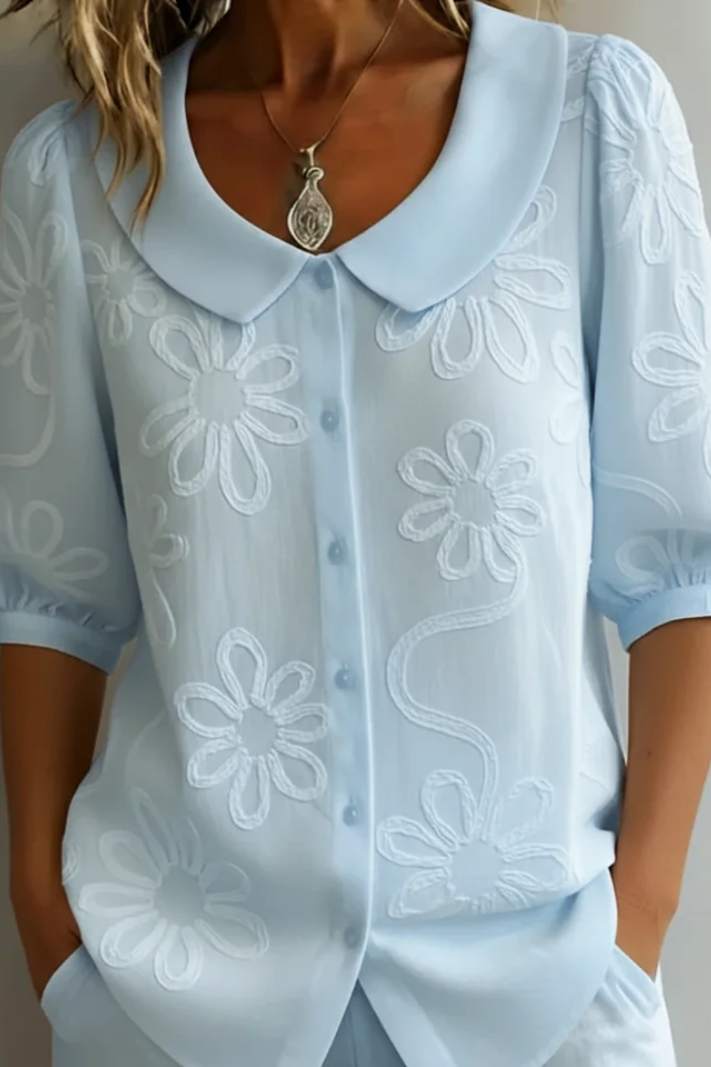 Marina Roca Elegante blusa floral – Azul – photo 7