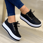 Anamartinezmadrid Aitana | Zapatillas Plataforma Casual Mujer Cordones Ojales Metálicos Suela Alta – Negro