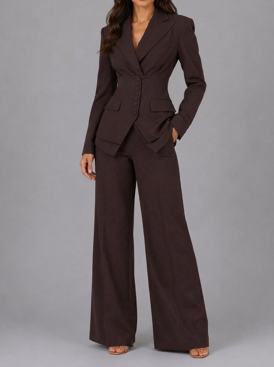 Elena Romanelli Anselma - Conjunto de Dos Piezas con Blazer y Pantalón – Marrón – photo 3