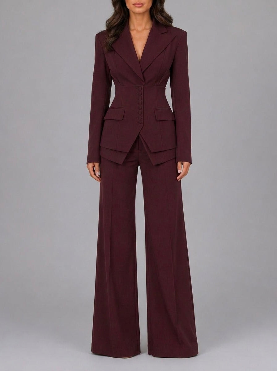 Elena Romanelli Anselma - Conjunto de Dos Piezas con Blazer y Pantalón – Burdeos – photo 5