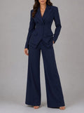Elena Romanelli Anselma - Conjunto de Dos Piezas con Blazer y Pantalón – Azul Marino