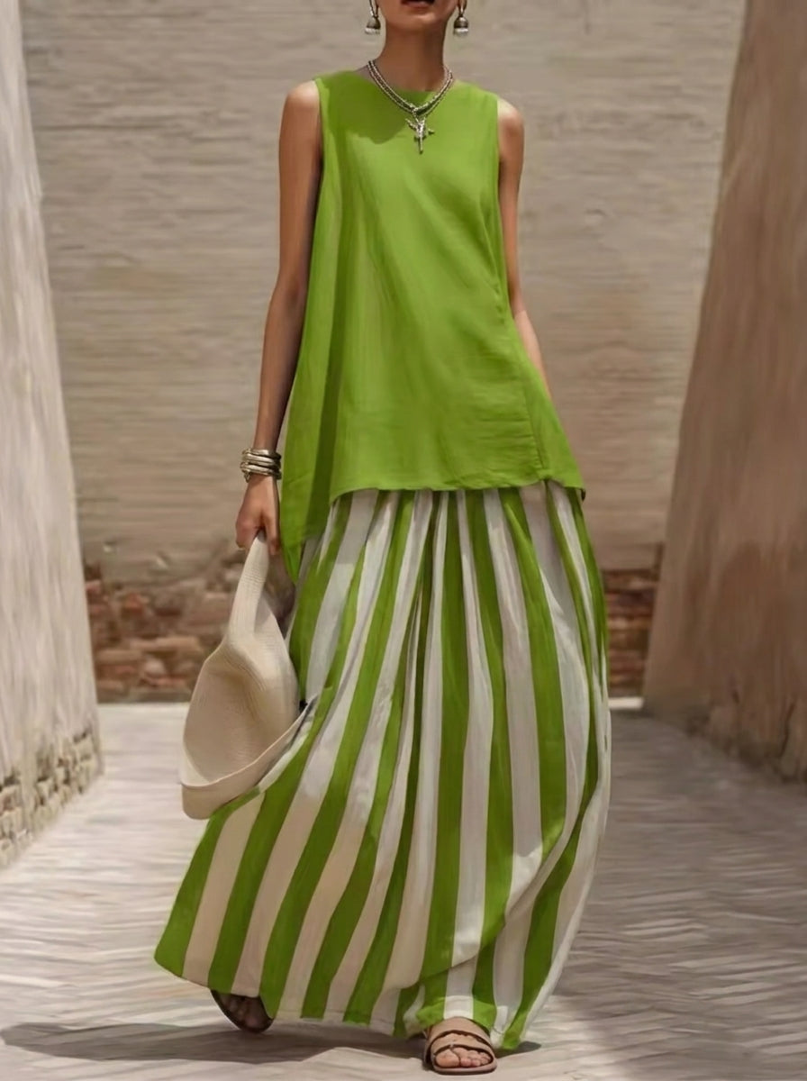 Helena Romero Marisa - Conjunto Elegante sin Mangas – Verde