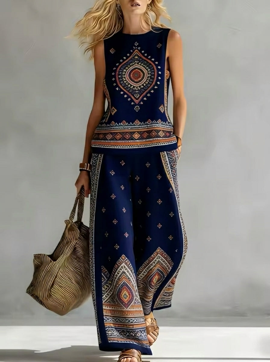 Helena Romero Eva - Conjunto Elegante con Estampado – Azul Oscuro – photo 5