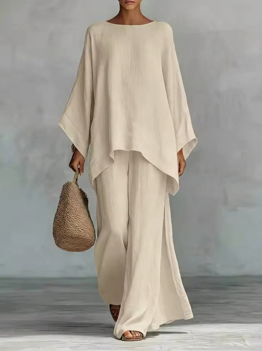 Helena Romero María - Conjunto de Lino Fresco y Elegante – Beige