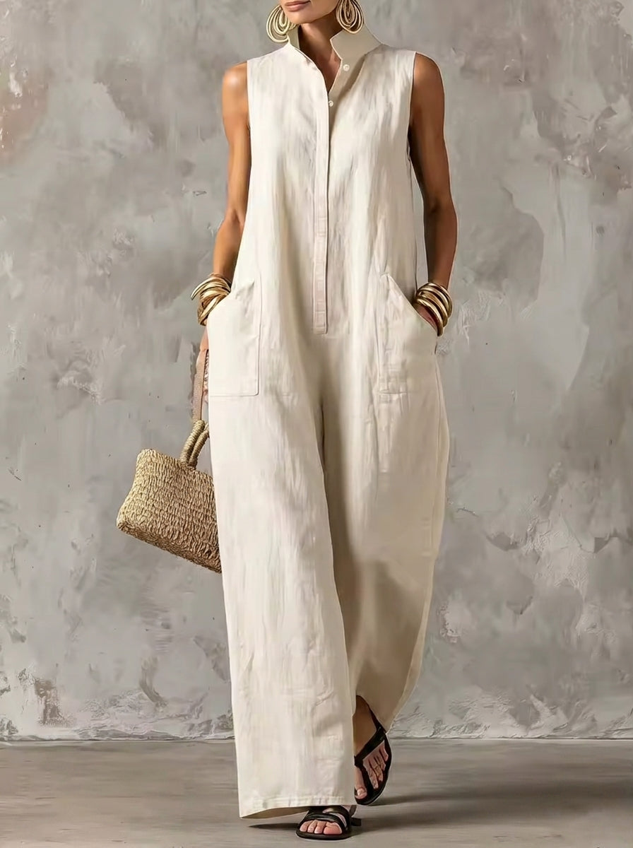 Helena Romero Alicia - Mono Elegante sin Mangas – Blanco – photo 5
