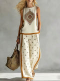 Helena Romero Nuria - Conjunto Elegante con Estampado – Blanco