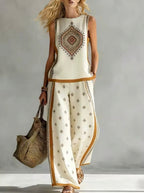 Helena Romero Nuria - Conjunto Elegante con Estampado – Blanco