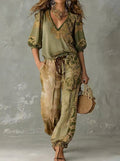 Helena Romero Maribel - Conjunto Elegante con Estampado Bohemio