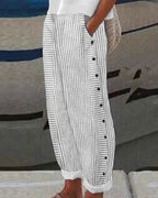 Marina Roca Riviera | Pantalones de Botón Rayados – Blanco – photo 2