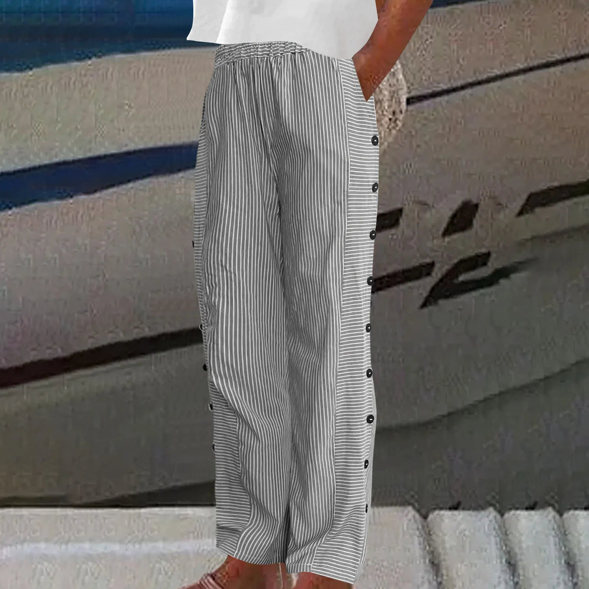 Marina Roca Riviera | Pantalones de Botón Rayados – photo 6