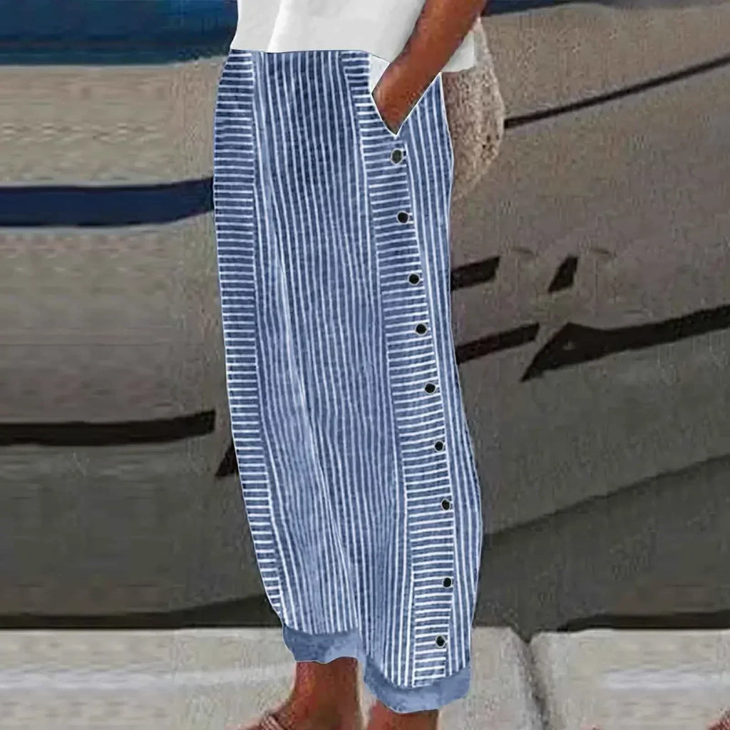 Marina Roca Riviera | Pantalones de Botón Rayados – Azul – photo 4