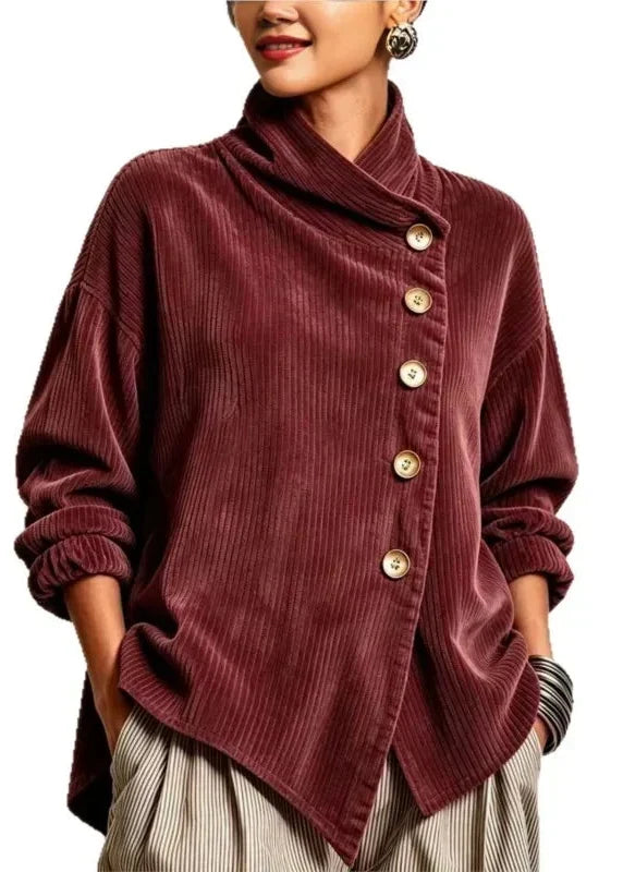 Anamartinezmadrid Romana | Camisa de Pana con Botones en Burdeos – Burdeos