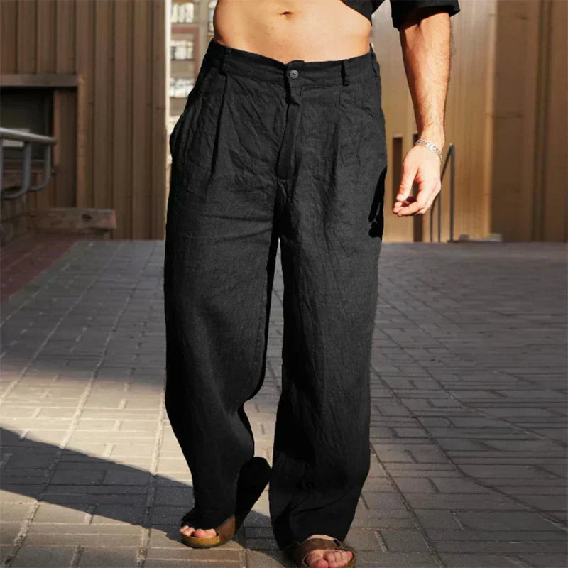 Marina Roca LUCIANO | Pantalón de lino ancho – Negro – photo 7