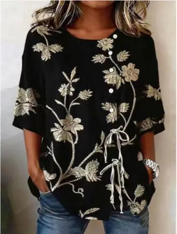 Marina Roca Celestina | Blusa floral elegante – Negro – photo 11