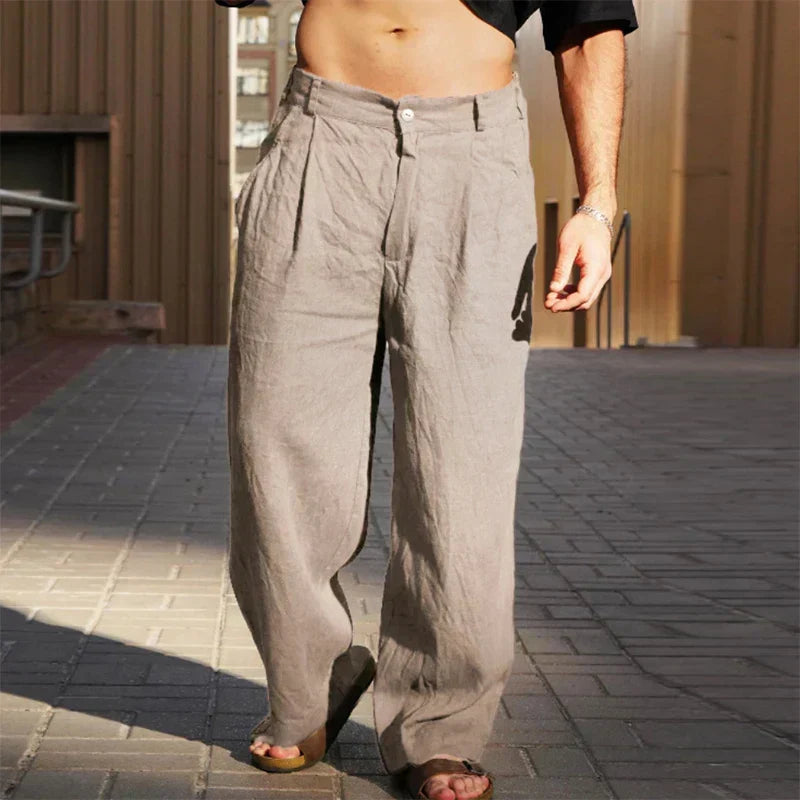 Marina Roca LUCIANO | Pantalón de lino ancho – Khaki – photo 6