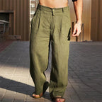 Marina Roca LUCIANO | Pantalón de lino ancho – Verde – photo 5