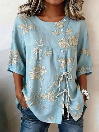 Marina Roca Celestina | Blusa floral elegante – Azul – photo 9