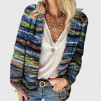 Anamartinezmadrid Nekane | Cárdigan de Punto Jaspeado con Rayas Multicolor – Azul Multicolor – photo 2