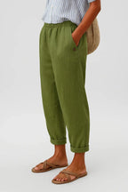 Marina Roca Bonnie | Pantalones de Lino Livianos – Verde Oliva – photo 4