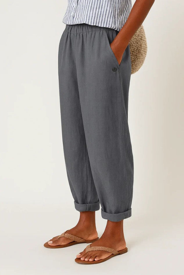 Marina Roca Bonnie | Pantalones de Lino Livianos – Gris Oscuro – photo 5