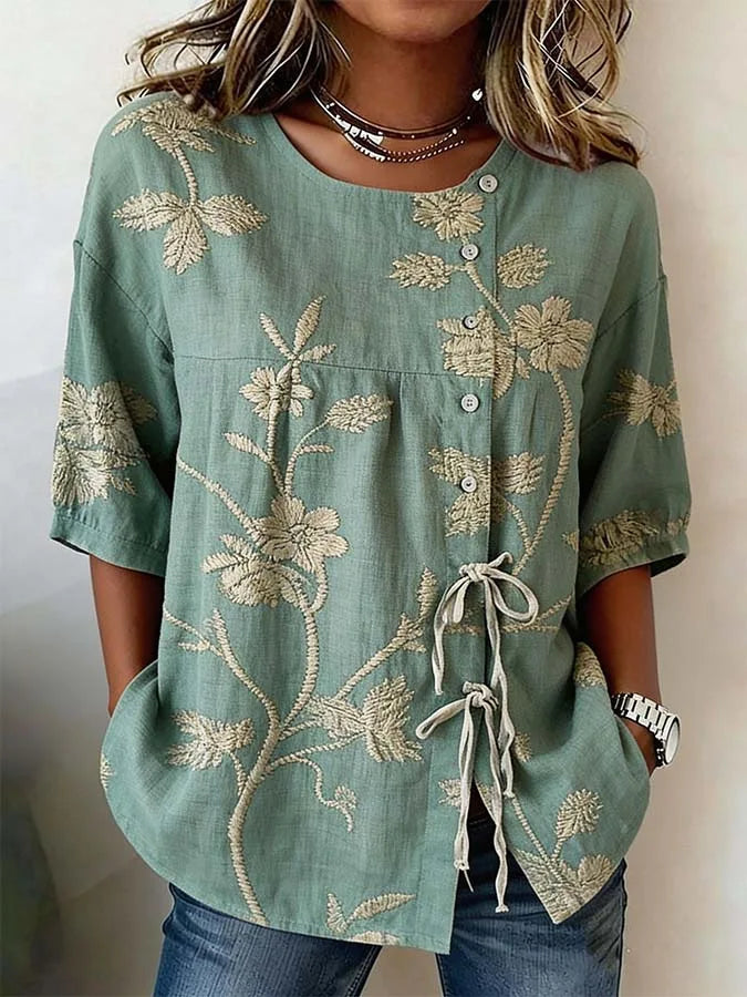Marina Roca Celestina | Blusa floral elegante – Verde – photo 12