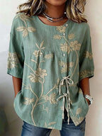 Marina Roca Celestina | Blusa floral elegante – Verde – photo 12