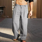Marina Roca LUCIANO | Pantalón de lino ancho – Gris – photo 8