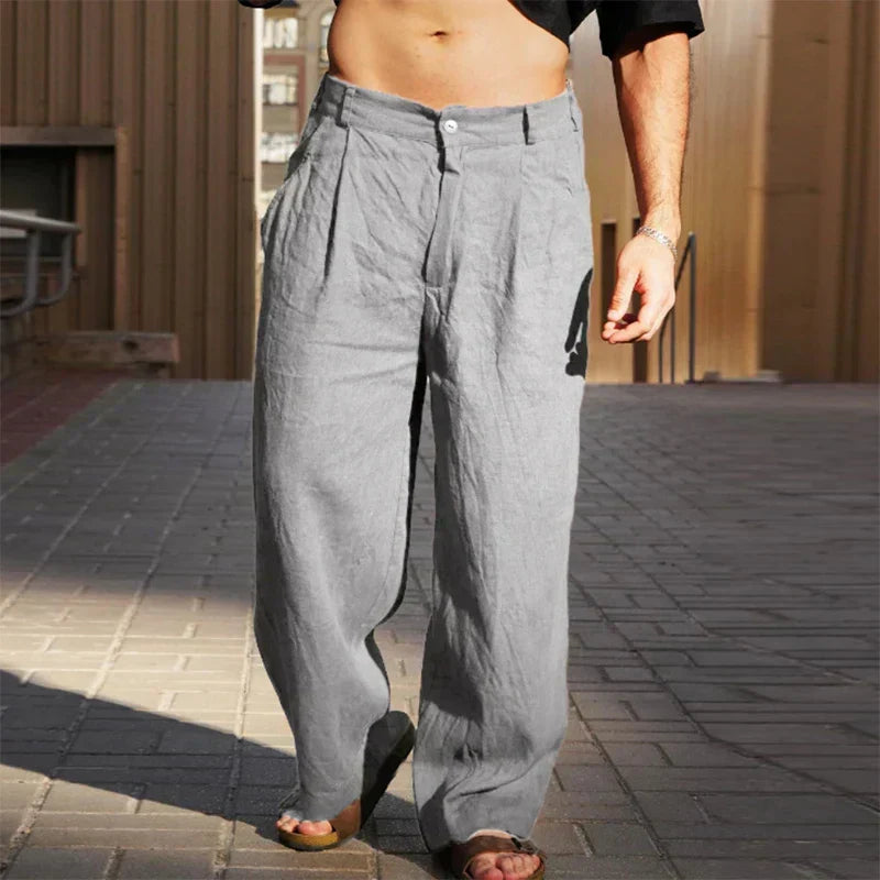 Marina Roca LUCIANO | Pantalón de lino ancho – Gris – photo 8