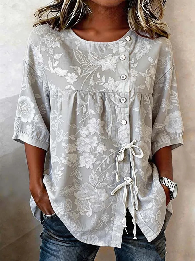 Marina Roca Celestina | Blusa floral elegante – GRIS – photo 10
