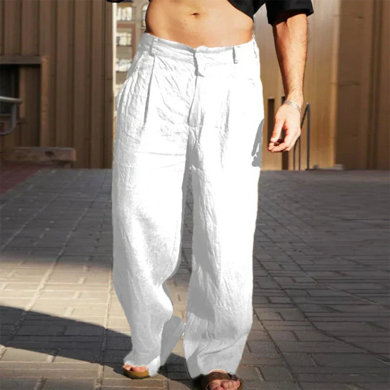 Marina Roca LUCIANO | Pantalón de lino ancho – Blanco – photo 4