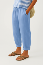 Marina Roca Bonnie | Pantalones de Lino Livianos – Azul Claro – photo 8