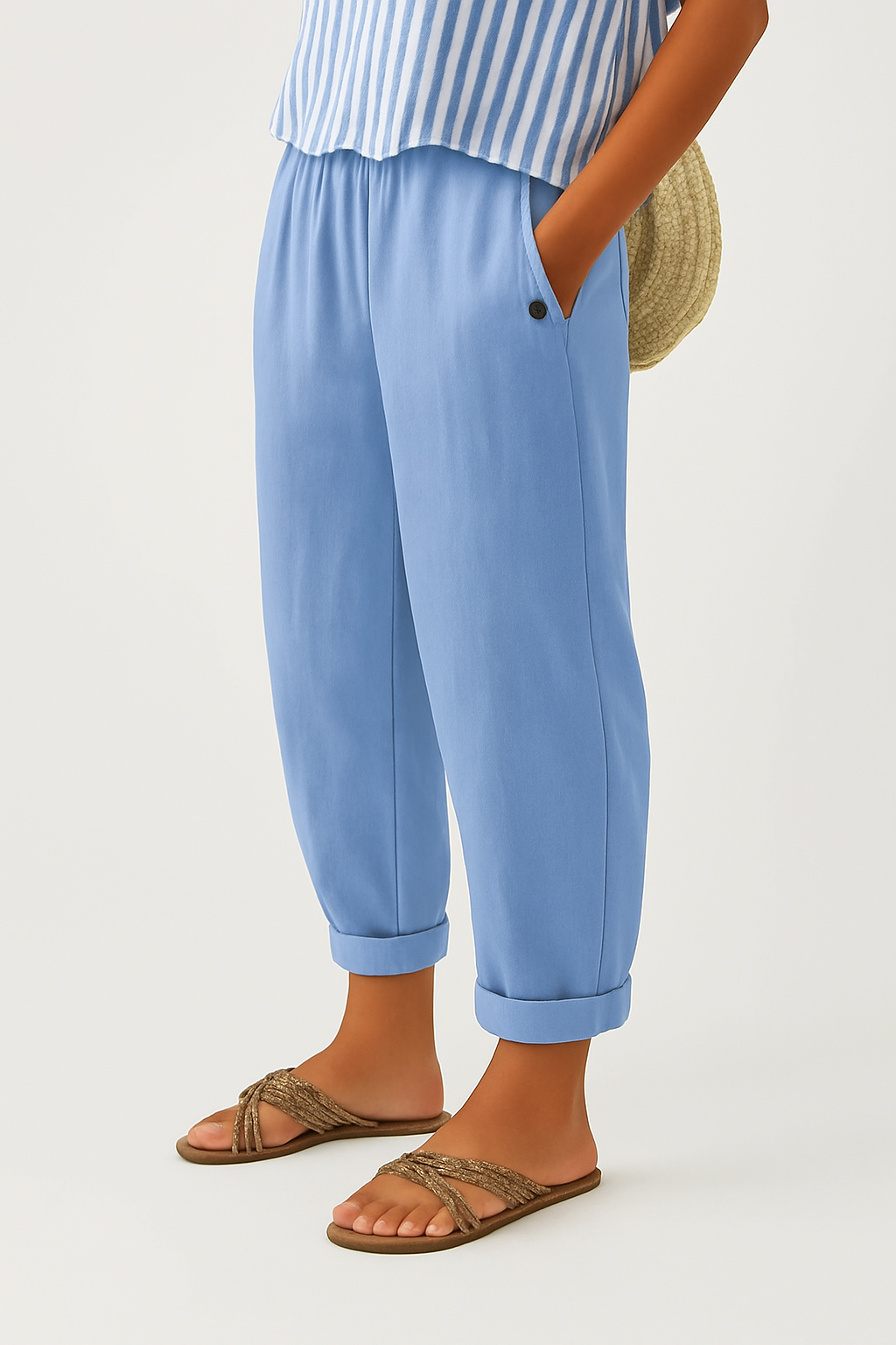 Marina Roca Bonnie | Pantalones de Lino Livianos – Azul Claro – photo 8