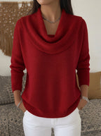 Casa Provincial Julia - Jersey con Cuello Drapeado – Rojo