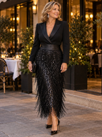 Anamartinezmadrid Ximena | Vestido Midi Estilo Blazer con Flecos de Lentejuelas – photo 5