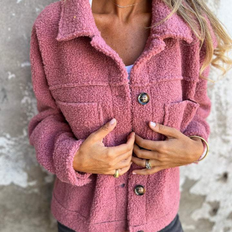 Anamartinezmadrid Hilda | Chaqueta de Borreguito con Cuello Amplio y Bolsillos – Rosa – photo 6