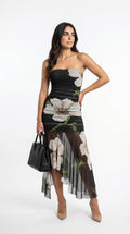 Marina Roca Helena | Vestido negro con estampado floral