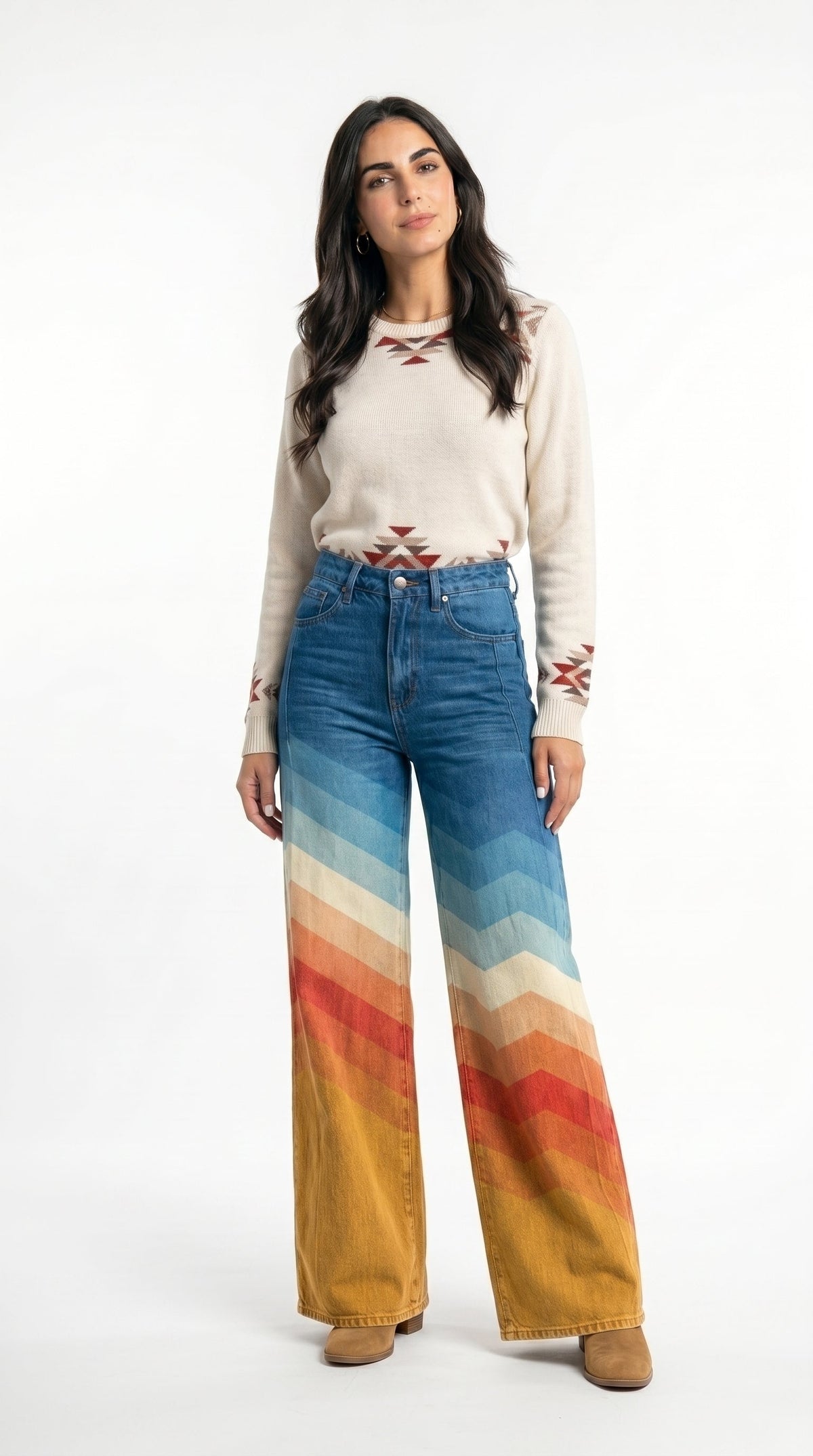 Marina Roca Margaux | Pantalón elegante retro con diseño zigzag