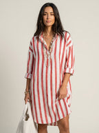 Olivia Sur Pepa - Vestido Camisero Largo – Rojo – photo 6